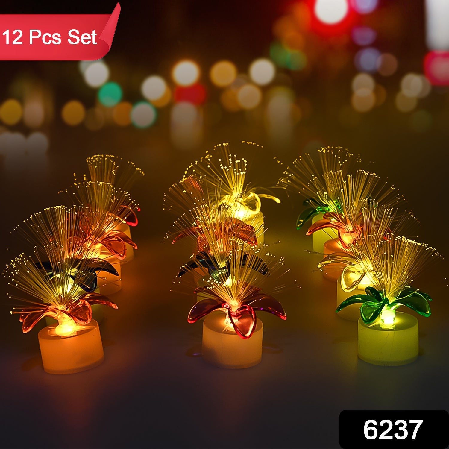 Fiber Optic Light, Mini Color Change LED Table Centerpieces, Light Up Candle, Diwali - Pack of 12 Fiber Optic Light, Mini Color Change LED Table Centerpieces, Light Up Candle, Diwali - Pack of 12